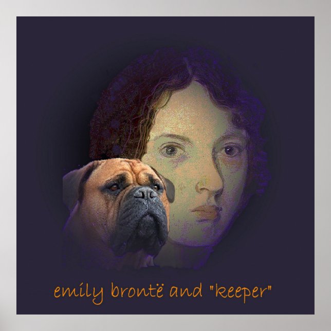 Emily Bronte och hennes hund Keeper Poster (Framsidan)