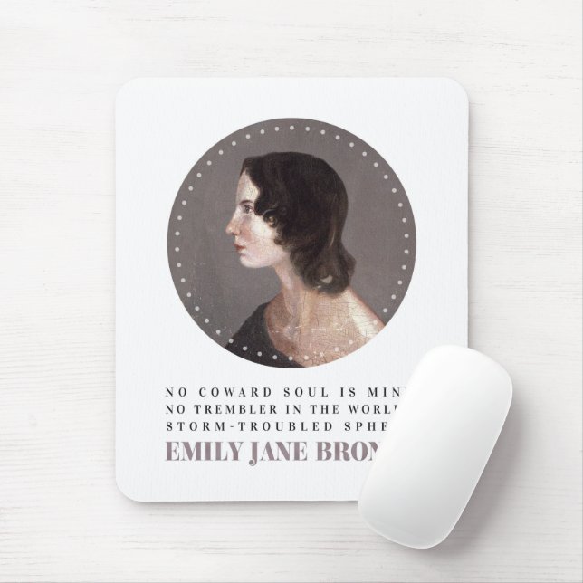 Emily Bronte Porträtt och Quote - No Coward Soul Musmatta (Med mus)
