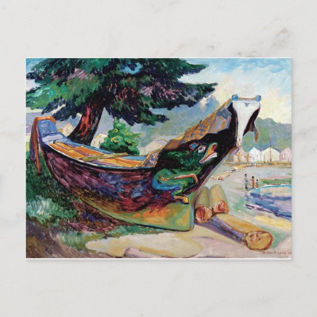 Emily Carr Indian Krig Canoe Canadian Vykort (Framsida)