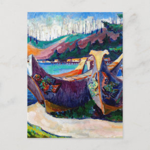 Emily Carr Painting Native Canadian War Canoes Po Vykort