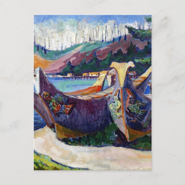  Emily Carr Painting Native Canadian War Canoes Po Vykort (Framsida)