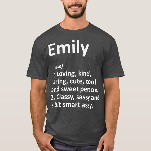 EMILY Definition Personlig Namn Funny Gift T Shirt (Framsida)