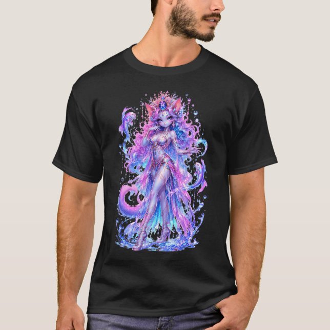 Emily den Kosmiska Katten - Fiskarnas Stjärntecken T Shirt (Framsida)