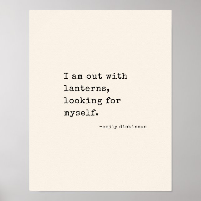 Emily Dickinson Citat Retro Skrivmaskin Minimalist Poster (Framsidan)