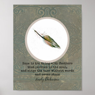 Emily Dickinson citerar om hopp med luddarkonst Poster