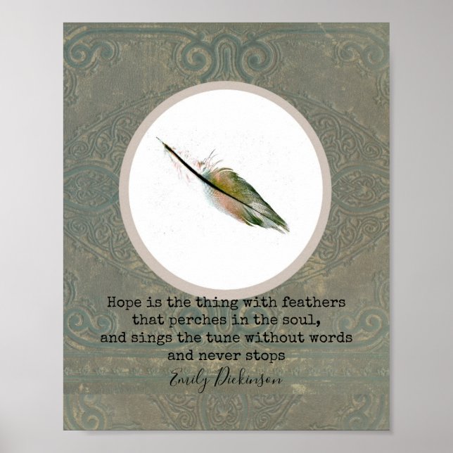 Emily Dickinson citerar om hopp med luddarkonst Poster (Framsidan)