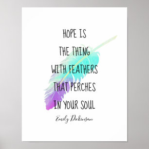 Emily Dickinson citerar om hopp med luddarkonst Poster