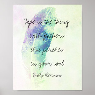 Emily Dickinson citerar om hopp med luddarkonst Poster