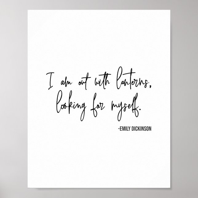 Emily Dickinson Citote Ord Art Minimal Typografi Poster (Framsidan)