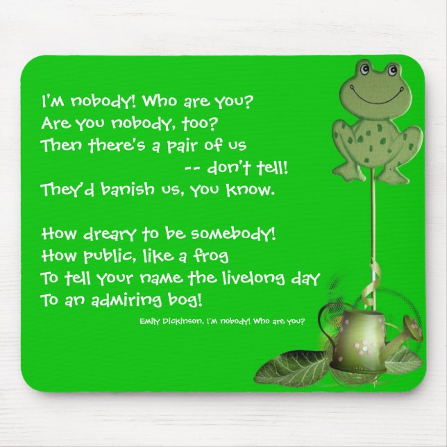 Emily Dickinson, Frog med Pot Mousepad Musmatta (Framsidan)
