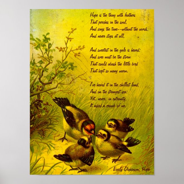Emily Dickinson "Hope"-Kanvastrycket Poster (Framsidan)