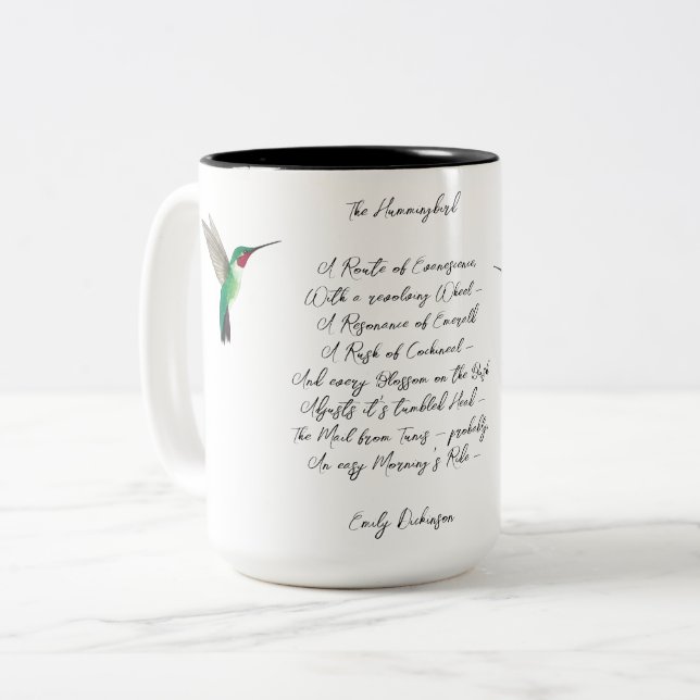 Emily Dickinson Hummingbird Two-Tone Coffee Mugg (Framsida vänster)