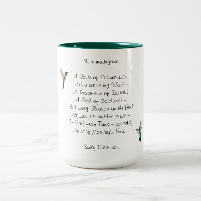 Emily Dickinson Hummingbird Two-Tone Coffee Mugg (Center)