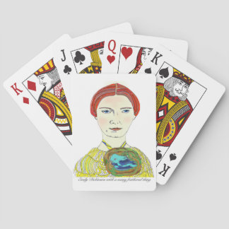 Emily Dickinson med många befjädrade saken Casinokort