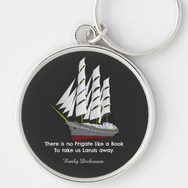 Emily Dickinson Quote - No Frigate Rund Silverfärgad Nyckelring (Framsidan)