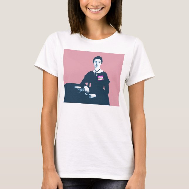 Emily Dickinson rosa- och blåttskjorta på vit Tröja (Framsida)