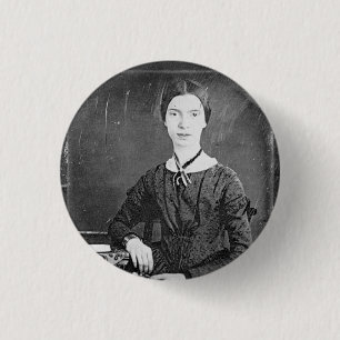 Emily Dickinson svart & vitporträtt Knapp