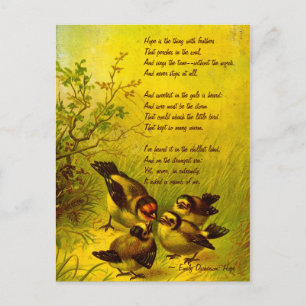 Emily Dickinson Vintage målade Sparrows Postcard Vykort