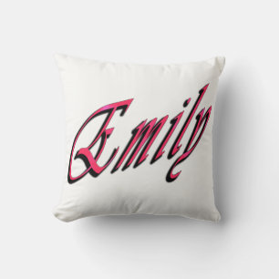 Emily, Girls Namn Rosa Cursive Logotyp White Cushi Kudde