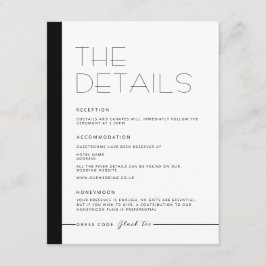 EMILY Modern Minimalist Monokrom-informationskort Tilläggskort