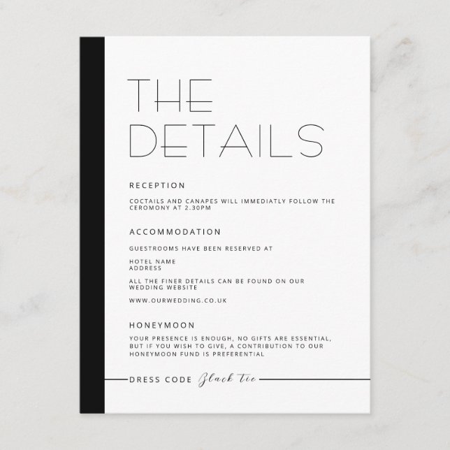 EMILY Modern Minimalist Monokrom-informationskort Tilläggskort (Framsida)