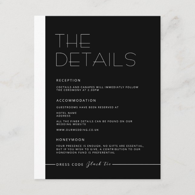 EMILY Modern Minimalist Monokrom-informationskort Tilläggskort (Framsida)