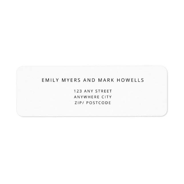 EMILY Modern Minimalistisk monokrom Adressetikette Returadress Etikett (Framsidan)