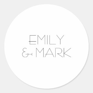 EMILY Modern minimalistisk monokrom Bröllop-symbol Runt Klistermärke