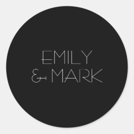 EMILY Modern minimalistisk monokrom Bröllop-symbol Runt Klistermärke