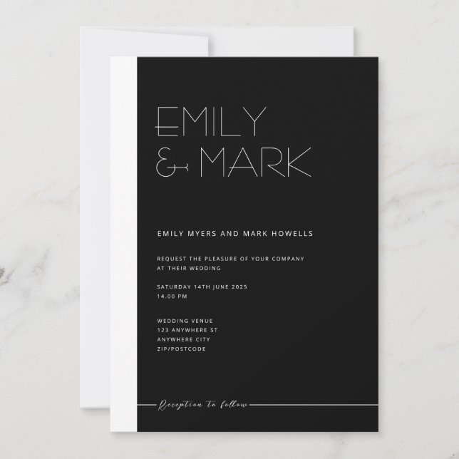 EMILY Modern Minimalistisk monokrom inbjudningskor Inbjudningar (Framsida)