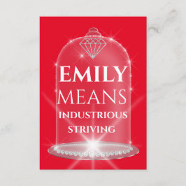 Emily Namn betyder Diamond Birthday Red Inbjudningar