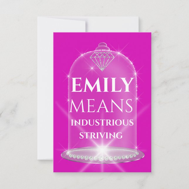 Emily Namn betyder Diamond Birthday Rosa Inbjudningar (Framsida)