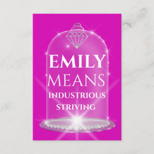 Emily Namn betyder Diamond Birthday Rosa Inbjudningar