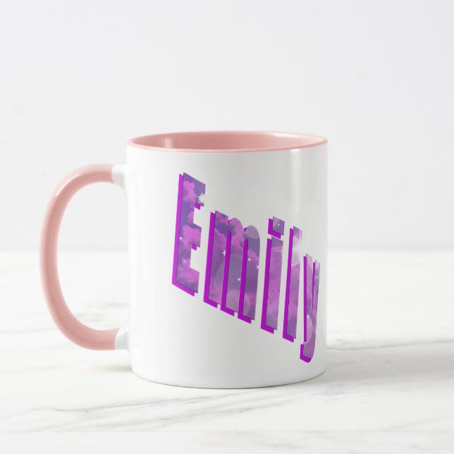 Emily, Namn Logotyp, Rosa Combo Coffee Mugg (Vänster)