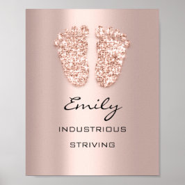 Emily Namn Meaning Nyfödd bebis Feet Ro Gift Poster