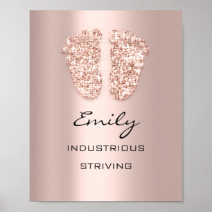 Emily Namn Meaning Nyfödd bebis Feet Ro Gift Poster