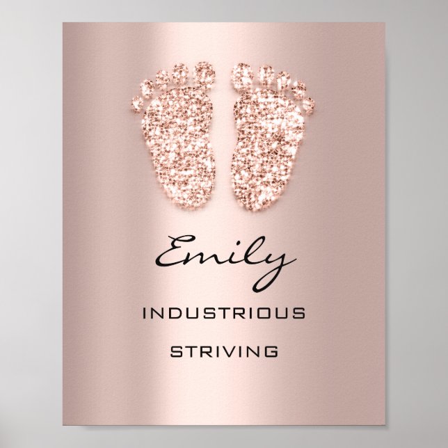 Emily Namn Meaning Nyfödd bebis Feet Ro Gift Poster (Framsidan)