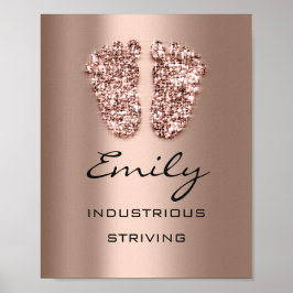 Emily Namn Meaning Nyfödd bebis Feet Ro Glitter Poster