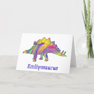 Emily osaurus Färgglad Stegosaurus Dinosaurie Kons Helgkort