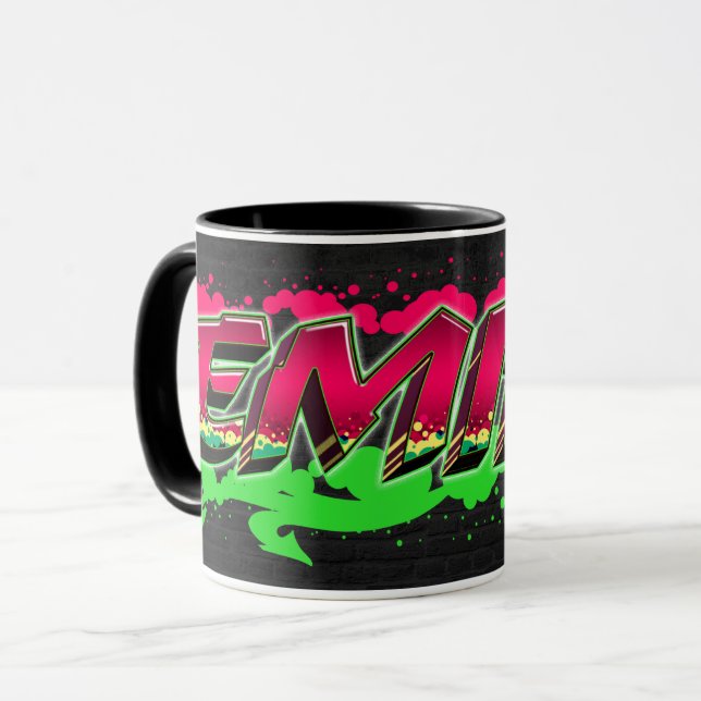 Emily Vorname Name Graffiti red green Tasse Mugg (Framsida vänster)