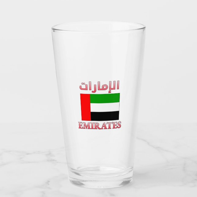 Emirates UAE Flag الإمارات Arabic & English Cool Glaskopp (Framsida)