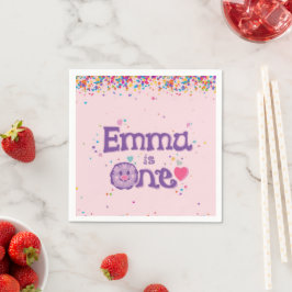 Emma 1:a Födelsedag papper Färgrik Par Pappersservett