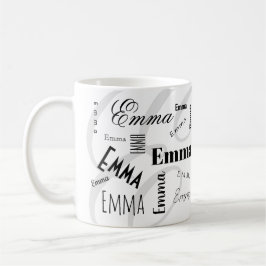 Emma Anpassat Namn Svart Vit Kaffe Mugg