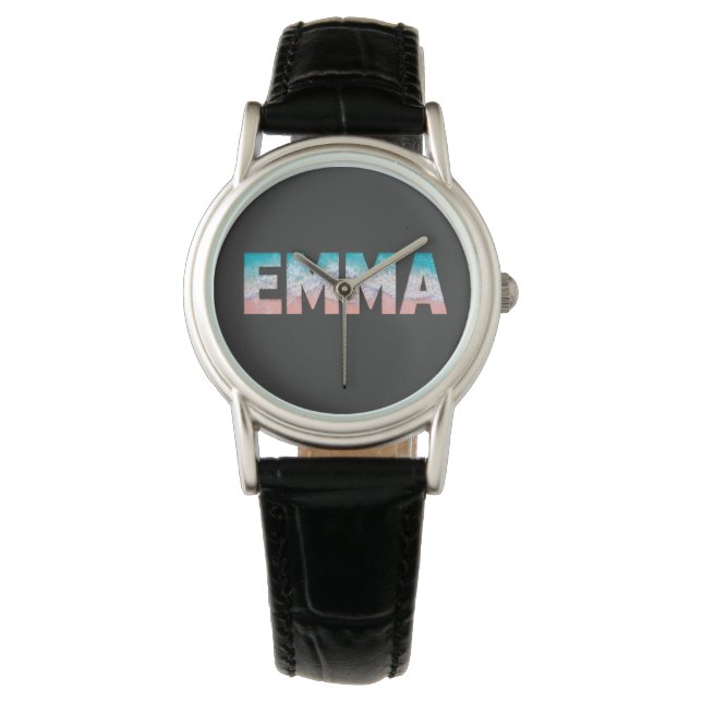 Emma Beach Ocean Waves Namn Armbandsur (Framsida)
