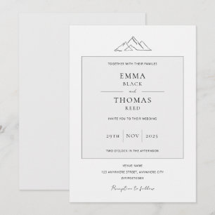 EMMA-bergsbjudande med minimal Grått-dove-inbjudan Inbjudningar