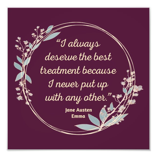 Emma by Jane Austen Quote II - Cute Stil Fototryck (Framsidan)