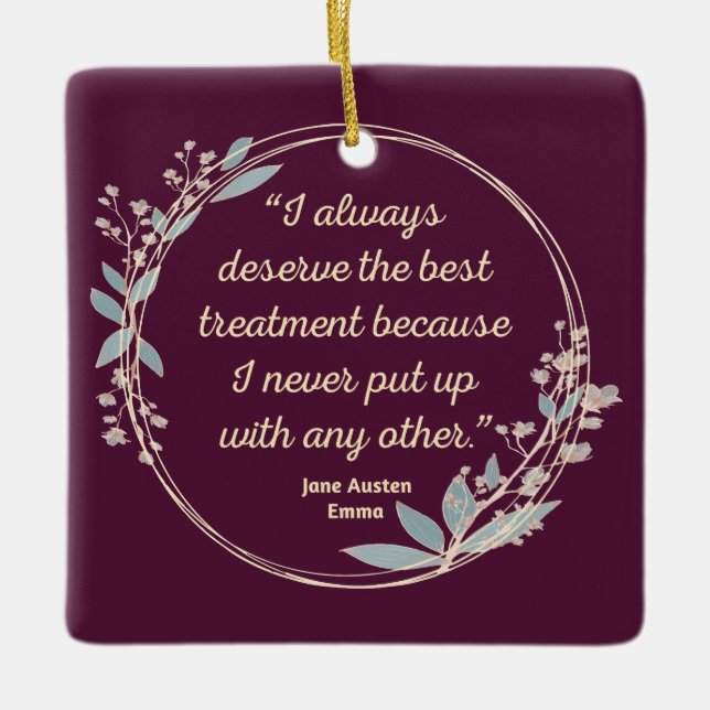 Emma by Jane Austen Quote II - Cute Stil Julgransprydnad Keramik (Framsida)