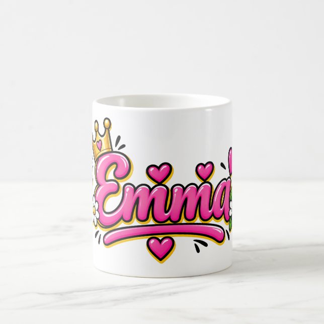Emma Coffee Mug, Personalized Olivia Name Cup Magisk Mugg (Center)