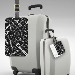 Emma Custom Name Black White Bagagebricka