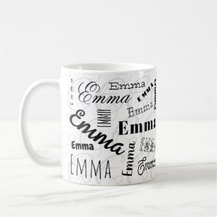 Emma Custom Name Black White Coffee Mugg